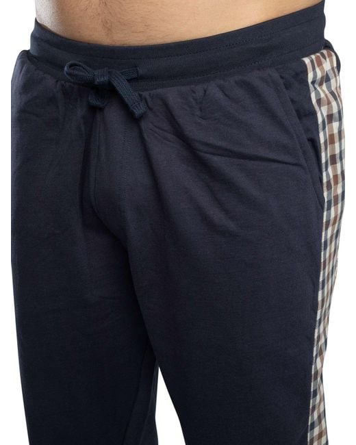 Aquascutum Blue Club Check Details Joggers for men