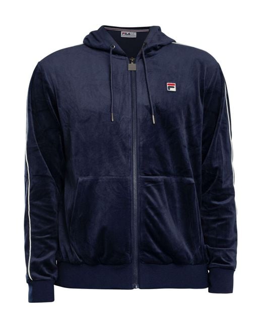 Fila Blue Italo Velour Zip Hoodie for men