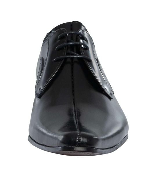 Jeffery West Black Derby Polished Leather Shoes for men