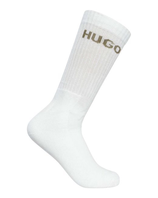 HUGO White 6 Pack Logo Quarter Socks for men