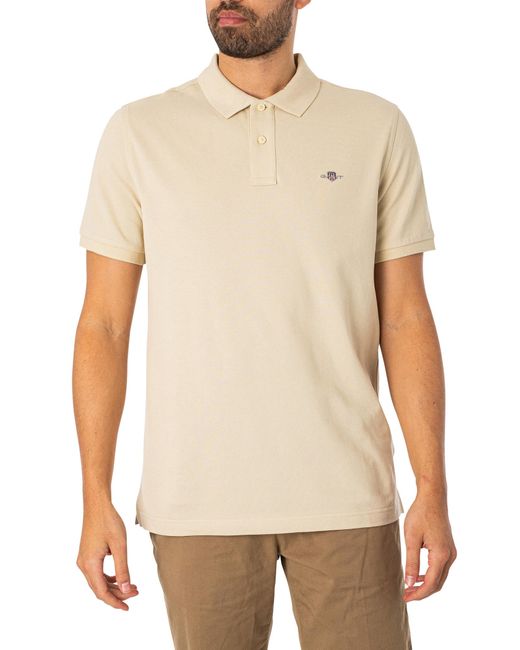 Gant White Regular Shield Pique Polo Shirt for men