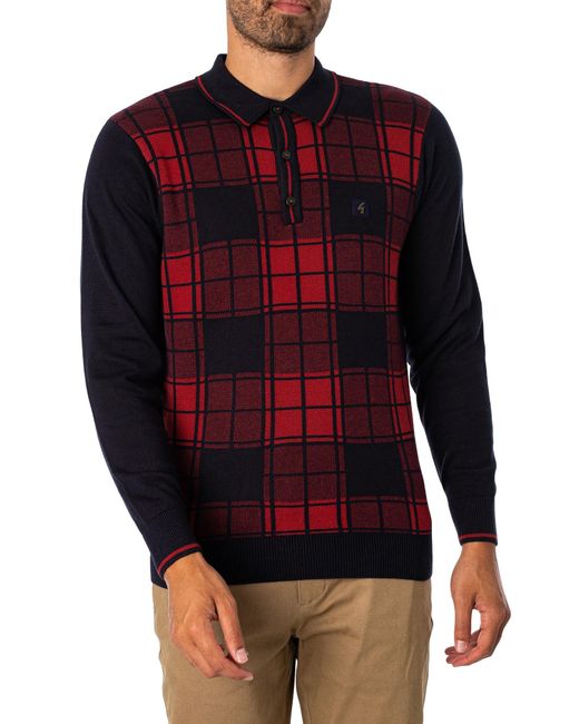 Gabicci Red Monty Longsleeved Polo Shirt for men