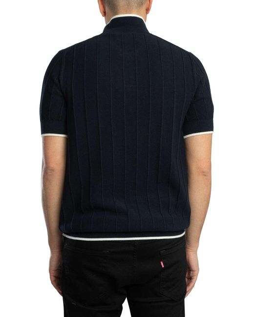 Lyle & Scott Black Tipped Knitted Polo Shirt for men