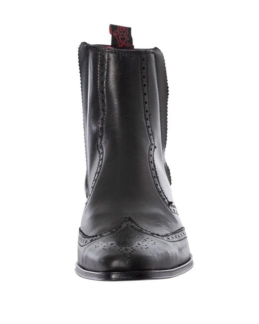 Jeffery West Black Leather Brogue Chelsea Boots for men