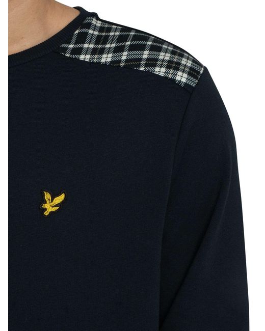 Lyle & Scott Blue Check Panelled Sweatshirt for men
