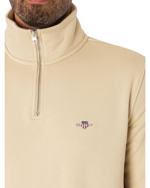 Gant Natural Regular Half Zip Sweatshirt for men