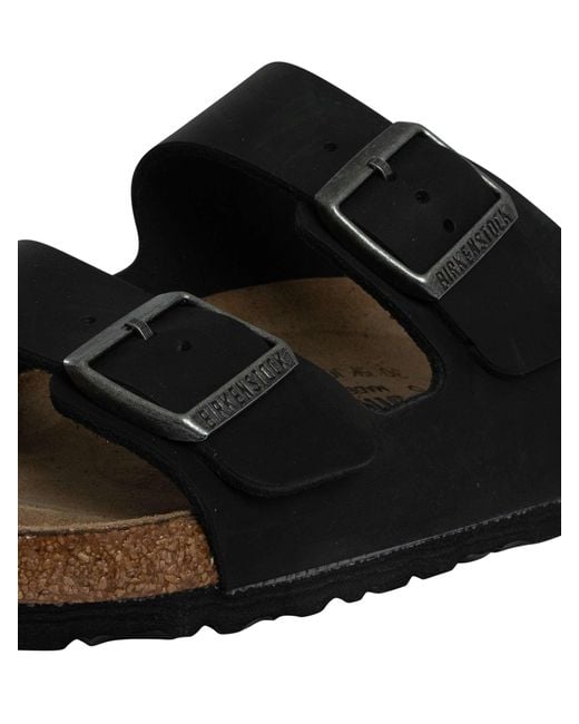 Birkenstock Black Arizona Natural Leather Oiled Sandals for men