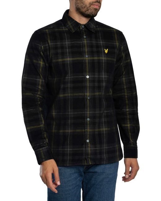 Lyle & Scott Black Tartan Corduroy Shirt for men