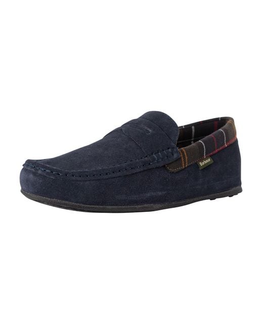 Barbour Blue Porterfield Suede Slippers for men