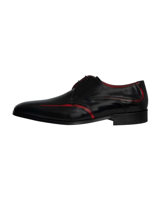 Jeffery West Black Derby Leather Shoes for men