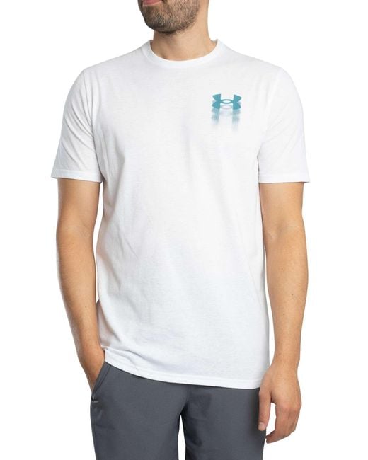 Under Armour White Blur Logo Back Graphic Loose T-shirt for men