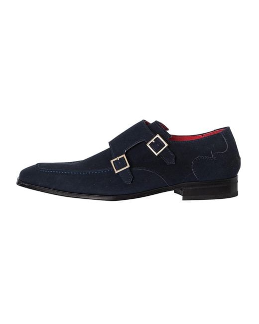 Jeffery West Blue Suede Monk Shoes for men