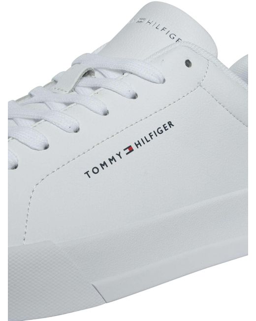 Tommy Hilfiger White Court Leather Detail Essential Trainers for men