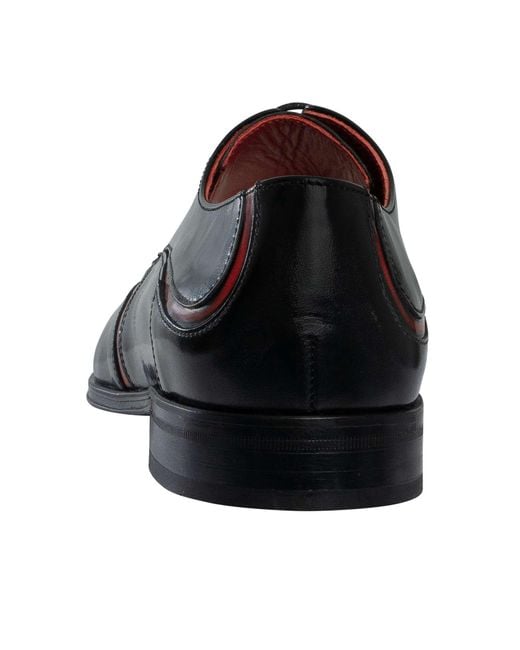 Jeffery West Black Derby Leather Shoes for men