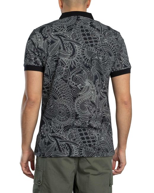 Pretty Green Gray Resonance Linear Polo Shirt for men