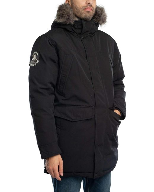 Superdry Black Everest Faux Fur Parka Jacket for men