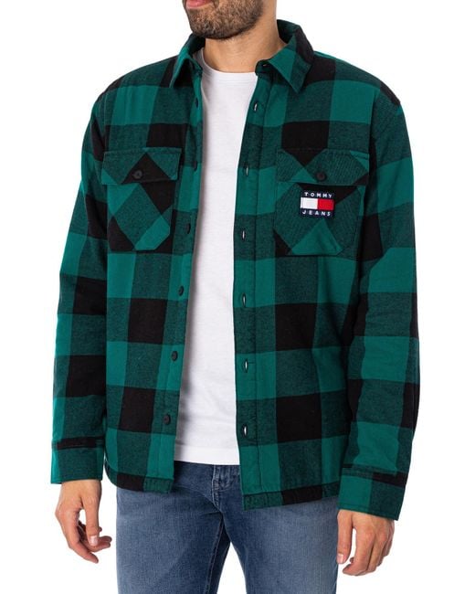 Tommy Hilfiger Green Sherpa Flannel Overshirt for men