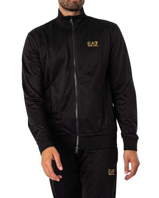 EA7 Black Logo Zip Tracksuit for men