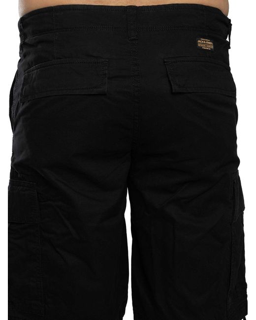 Jack & Jones Black Cole Frank Cargo Shorts for men