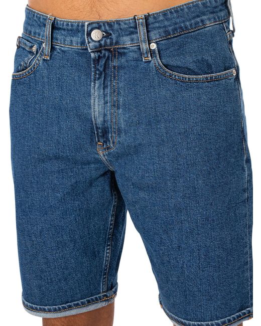 Calvin Klein Blue Regular Denim Shorts for men