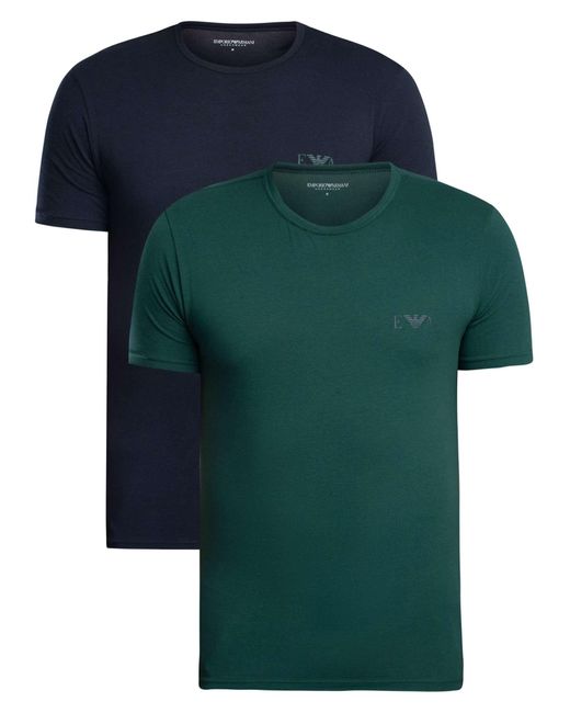 Emporio Armani Green 2 Pack Lounge Crew Neck Fitted T-shirt for men