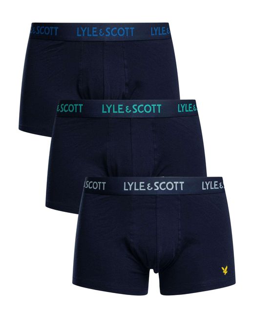 Lyle & Scott Blue 3 Pack Barclay Trunks for men