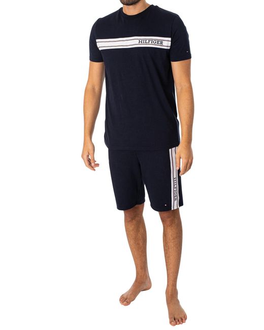 Tommy Hilfiger Blue Lounge Stripe Sweat Shorts for men