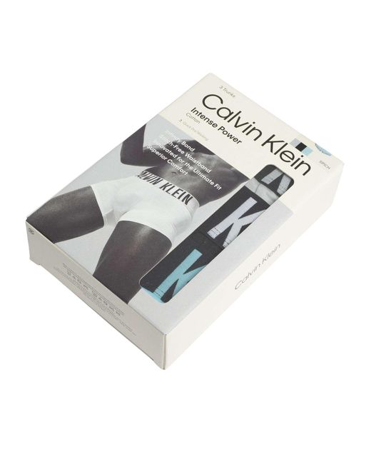 Calvin Klein White 3 Pack Intense Power Trunks for men