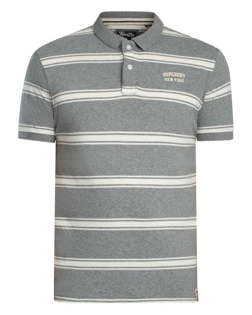 Superdry Gray Vintage Stripe Polo Shirt for men