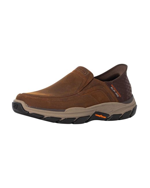 Skechers Brown Slip Ins Relaxed Fit Respected Elgin Leather Trainers for men