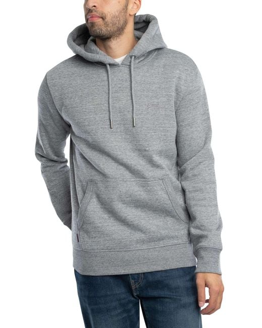 Superdry Gray Essential Logo Pullover Hoodie for men