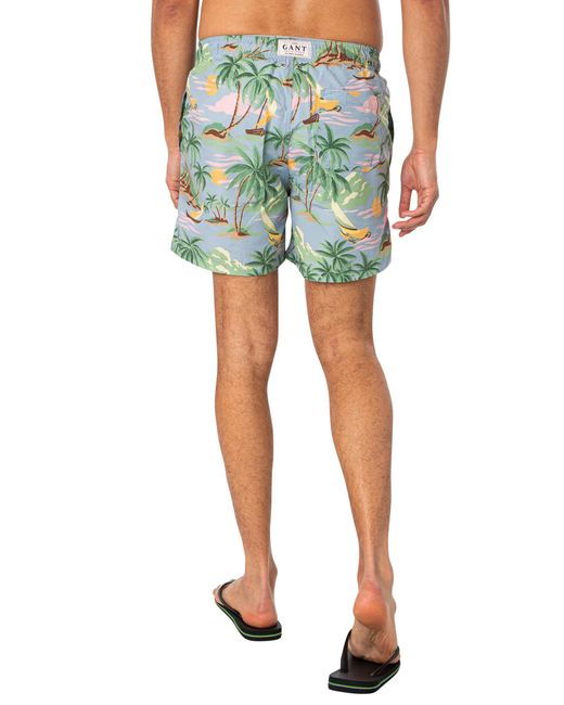 Gant Green Hawaii Print Swim Shorts for men