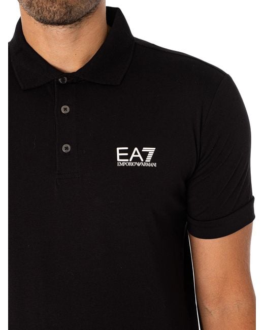 EA7 Black Chest Logo Polo Shirt for men
