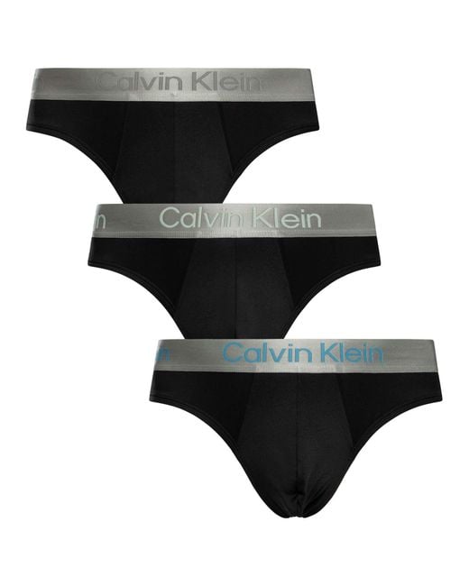 Calvin Klein Black 3 Pack Brushed Microfiber Hip Briefs for men