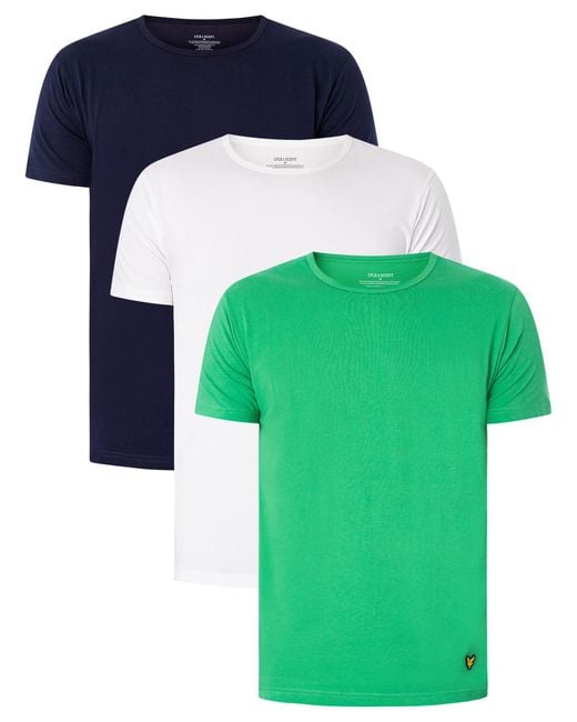 Lyle & Scott Green Lounge 3 Pack Maxwell T-shirts for men