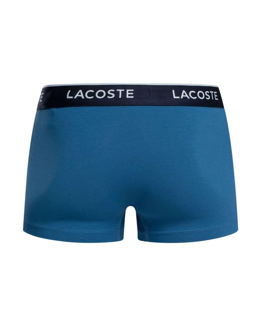 Lacoste Blue 3 Pack Cotton Stretch Trunks for men