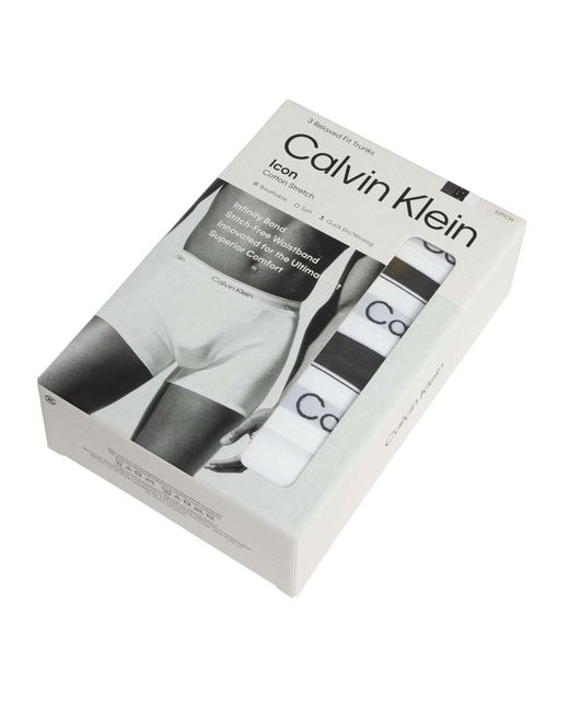 Calvin Klein Black 3 Pack Relaxed Fit Trunks for men
