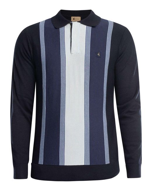 Gabicci Blue Fiennes Longsleeved Polo Shirt for men