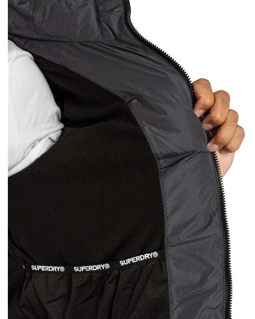 Superdry Gray Hooded Sport Puffer Jacket for men
