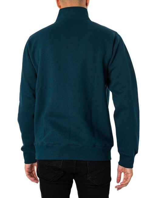 Carhartt Blue Chase 1/4 Zip Sweatshirt for men