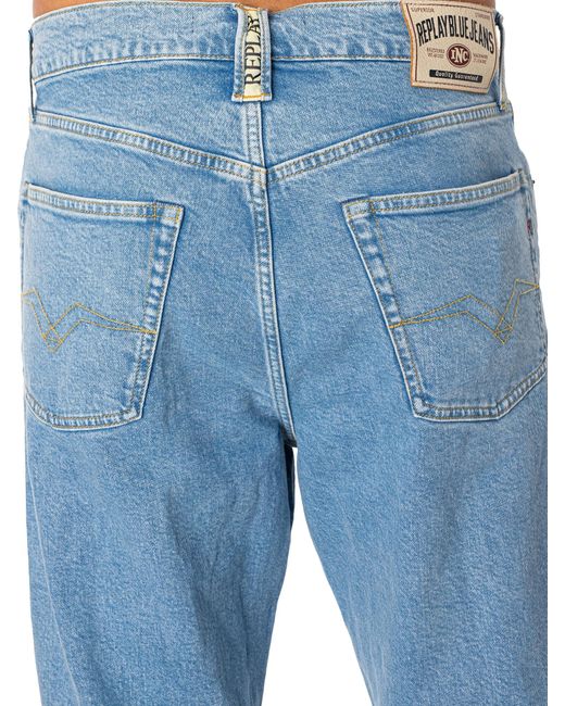 Replay Blue M9z1 Straight Jeans for men