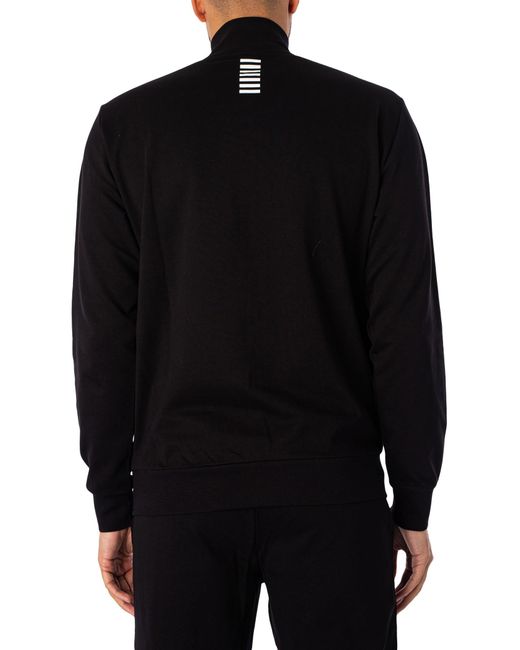 EA7 Black Chest Logo Zip Tracksuit for men