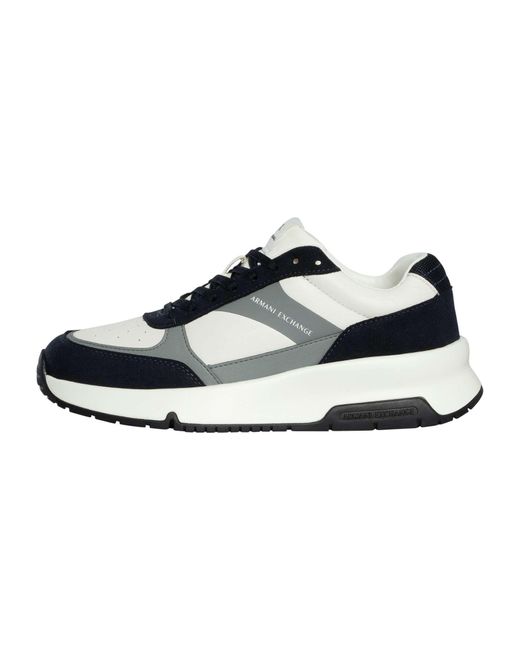 ARMANI EXCHANGE Blue Contrast Detail Trainers for men