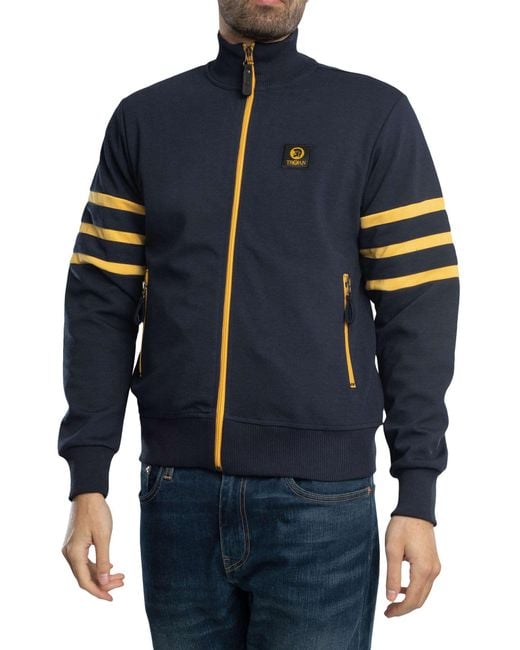 Trojan Blue Stripe Sleeve Track Jacket for men
