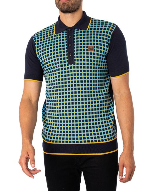 Trojan Squares Panel Fine Gauge Polo Shirt in Green for Men Lyst UK