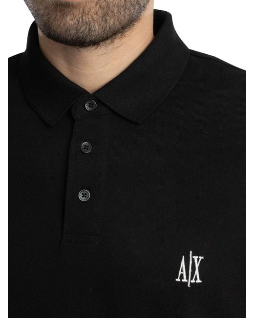ARMANI EXCHANGE Black Chest Logo Polo Shirt for men