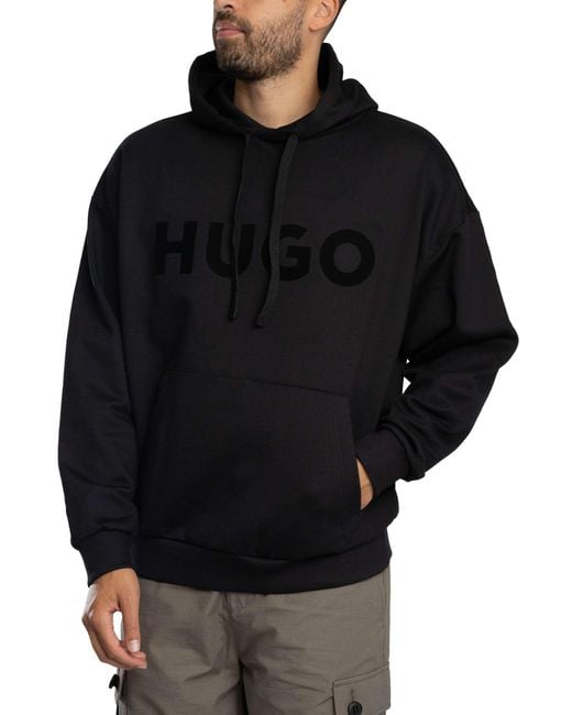 HUGO Black Ditchie Big Logo Pullover Hoodie for men