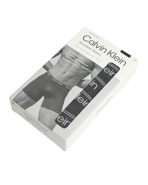Calvin Klein Black 5 Pack Microfiber Stretch Boxer Briefs for men