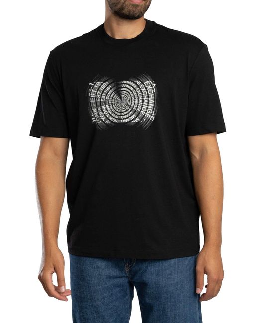 ARMANI EXCHANGE Black Brand Graphic T-shirt for men