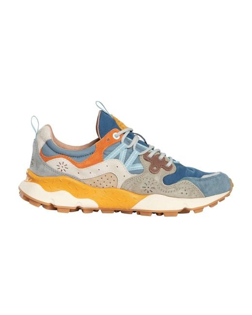 Flower Mountain Blue Yamano Suede Trainers for men